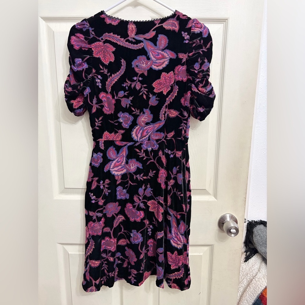 Rebecca Minkoff Arlette Botanical Burnout Velvet Dress black floral velvet dress - Picture 4 of 4
